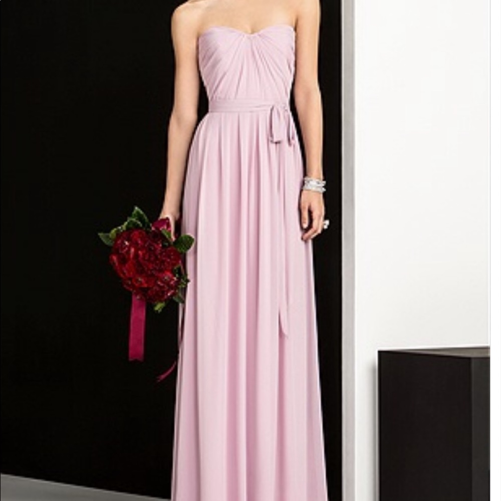 After Six blush bridesmaids dress